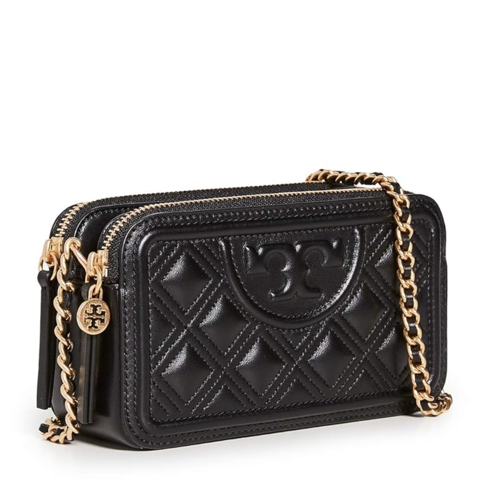 Tory Burch Women's Fleming Double Zip Mini Bag in Black